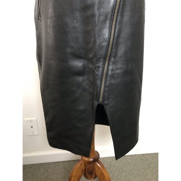 Michelle Mason Asymmetrical Zippered Pencil Skirt Leather - Picture 4 of 7